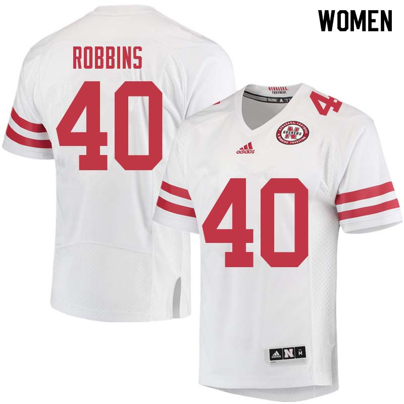 Women #40 Brandon Robbins Nebraska Cornhuskers College Football Jerseys Sale-White